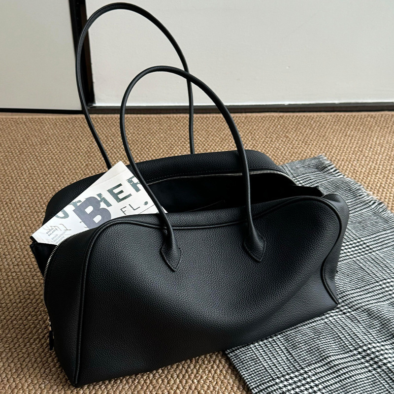 Luxury Bags 2026 - Black Soft Leather Boston Tote Bag