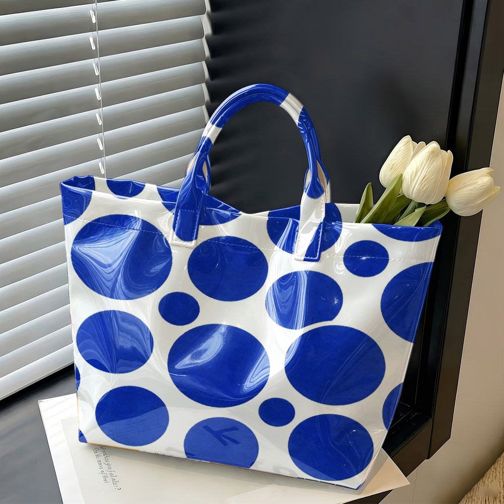 Glossy PVC Tote Bag Large Polk - огляд і ціна Structured Handbag Top Handle