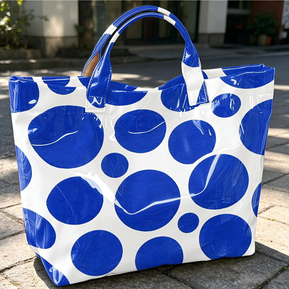 Glossy PVC Tote Bag Large Polk - огляд і ціна Structured Handbag Top Handle