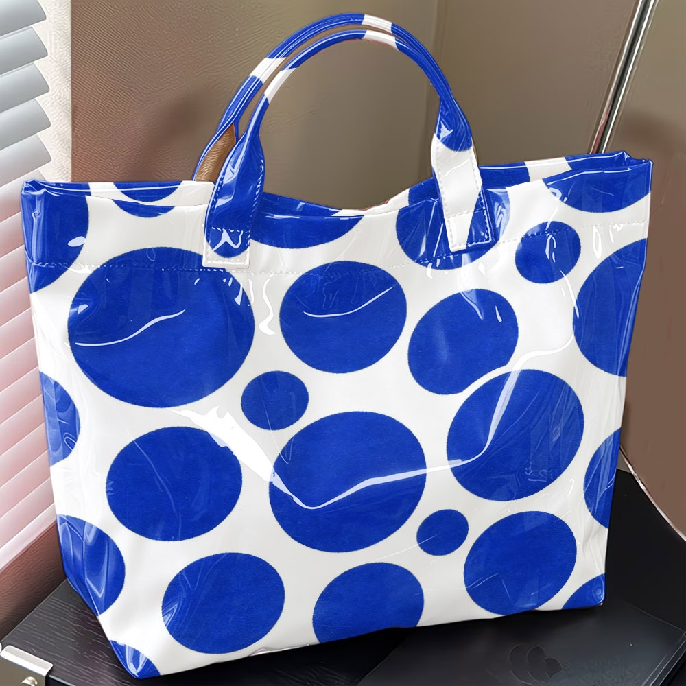 Glossy PVC Tote Bag Large Polk - огляд і ціна Structured Handbag Top Handle