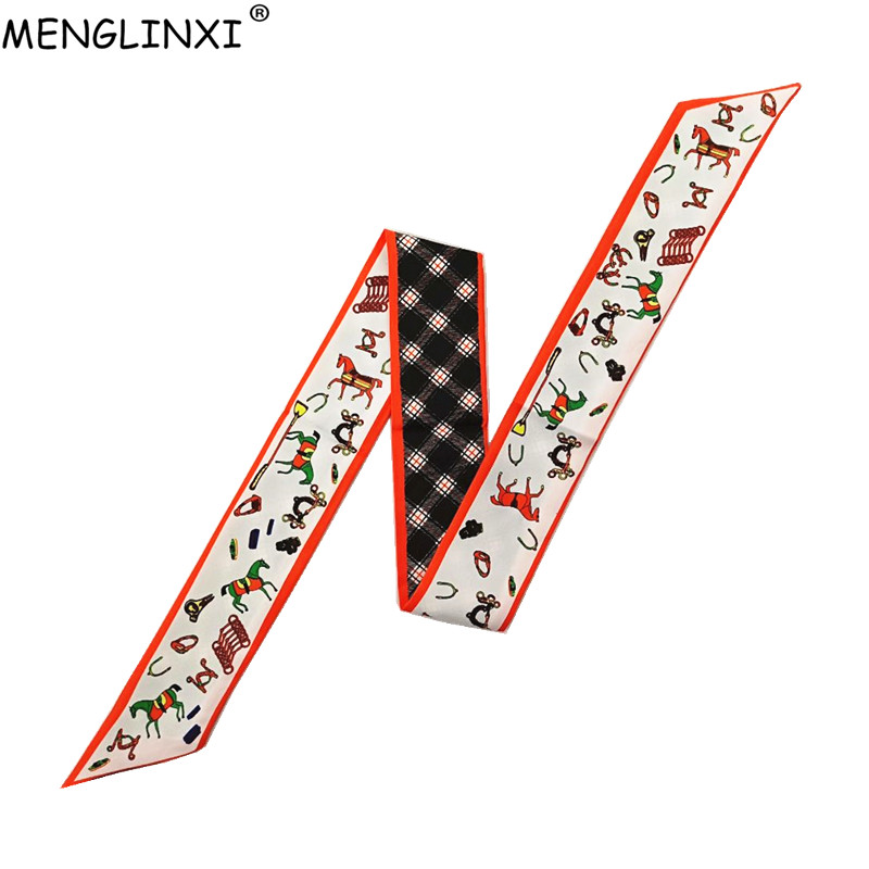 Horse Plaid Skinny Scarf Women - огляд і ціна Luxury Bags China