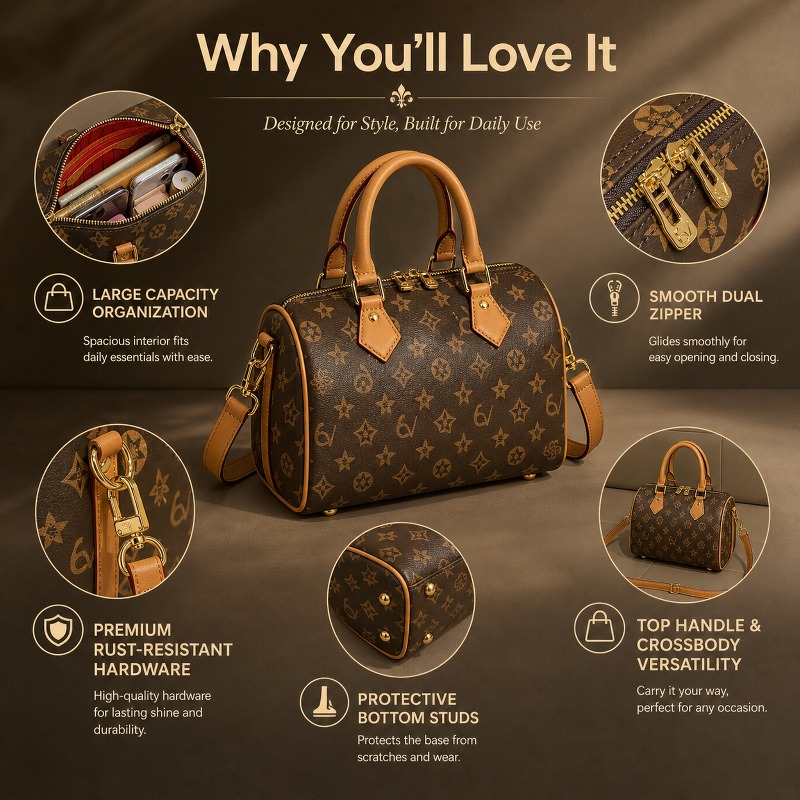 Retro Printed Boston Barrel Ba - огляд і ціна Structured Handbag Top Handle